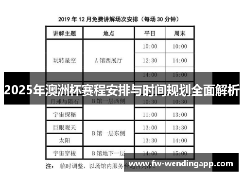2025年澳洲杯赛程安排与时间规划全面解析